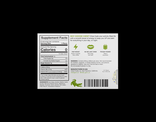 CAFFEINE GUM - Mint Rush (5 Pack)